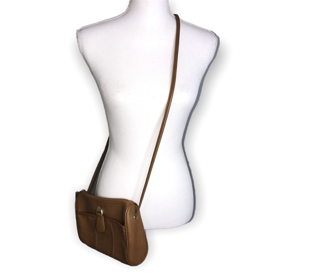 Tan Faux Leather Crossbody Bag
